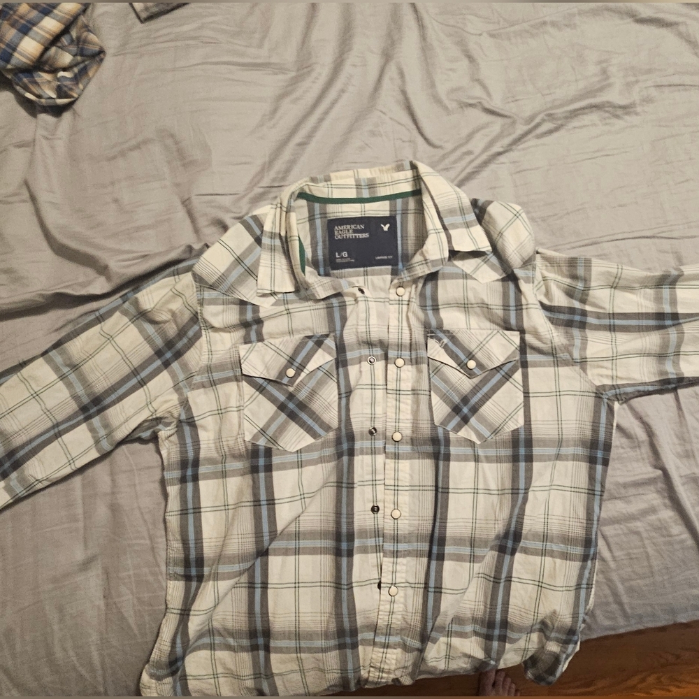 Large Long Sleeve American Eagle Pearl Snap